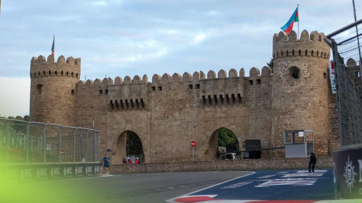 The Fortress Walls surrounding Turns 8-11 at the Baku City Circuit, Azerbaijan.