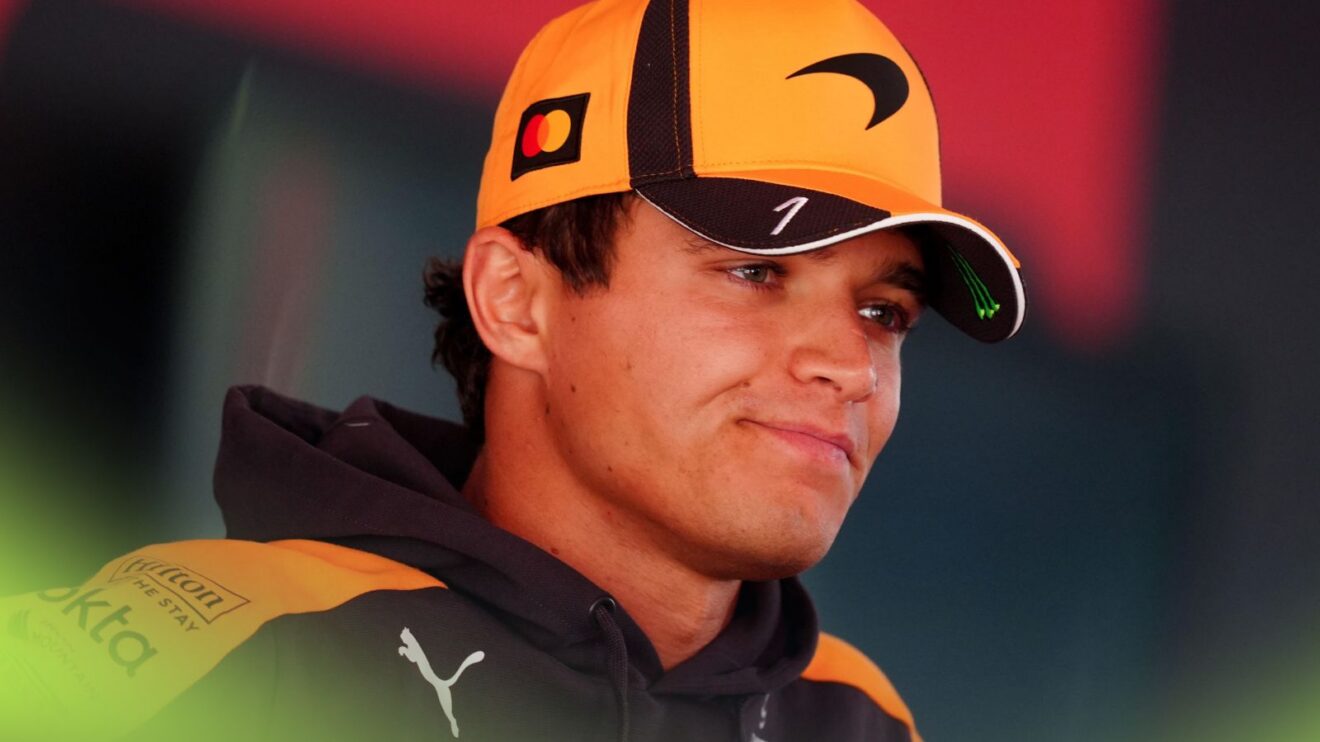 McLaren driver Lando Norris speaks to the media at the 2026 Spanish Grand Prix