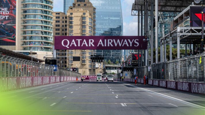 A view down the main straight at the Baku City Circuit, home of the Azerbaijan Grand Prix