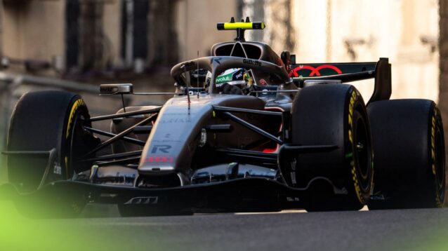 Audi's Gabriel Bortoleto on track at the 2026 Azerbaijan Grand Prix.