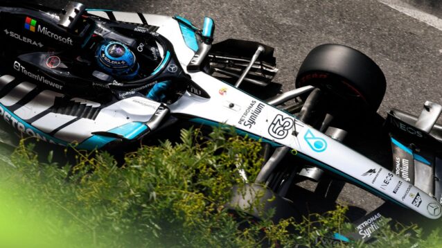 George Russell in Azerbaijan for Mercedes
