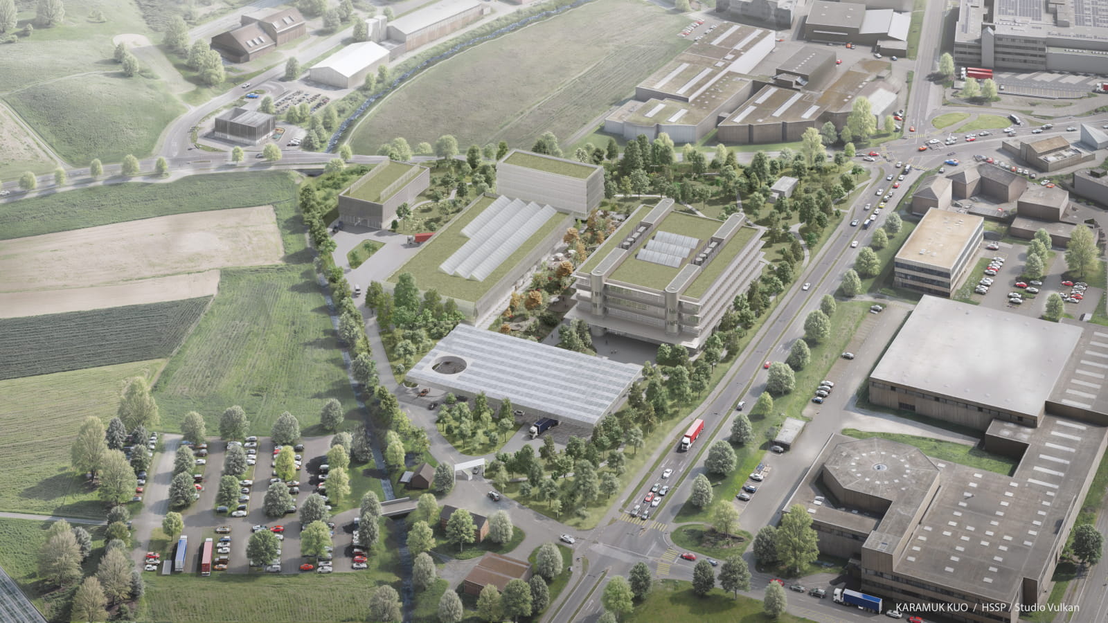 A diagram showing a birds-eye view of the proposed new Audi F1 campus