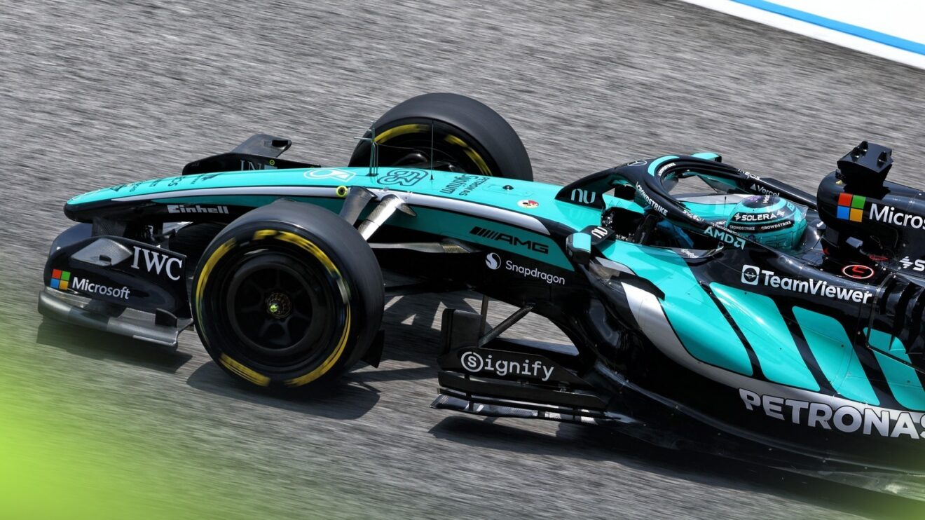 The upgraded Mercedes W17 on track during the Bahrain Grand Prix in Malaysia at Sepang.