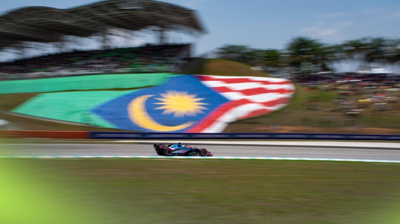 An Alpine on track at Sepang for the Bahrain Grand Prix in Malaysia.