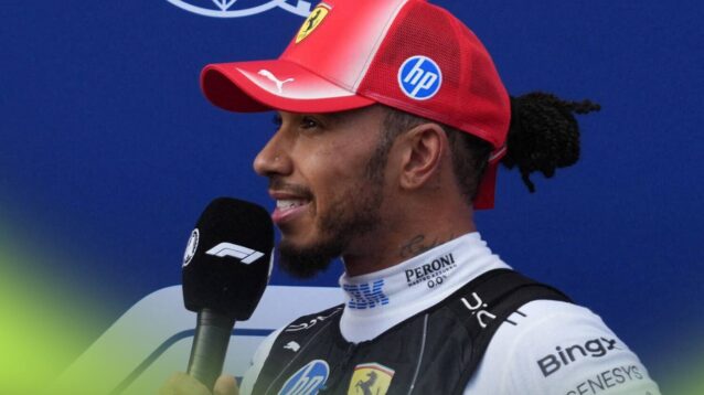 Lewis Hamilton is interviewed after qualifying in Malaysia.