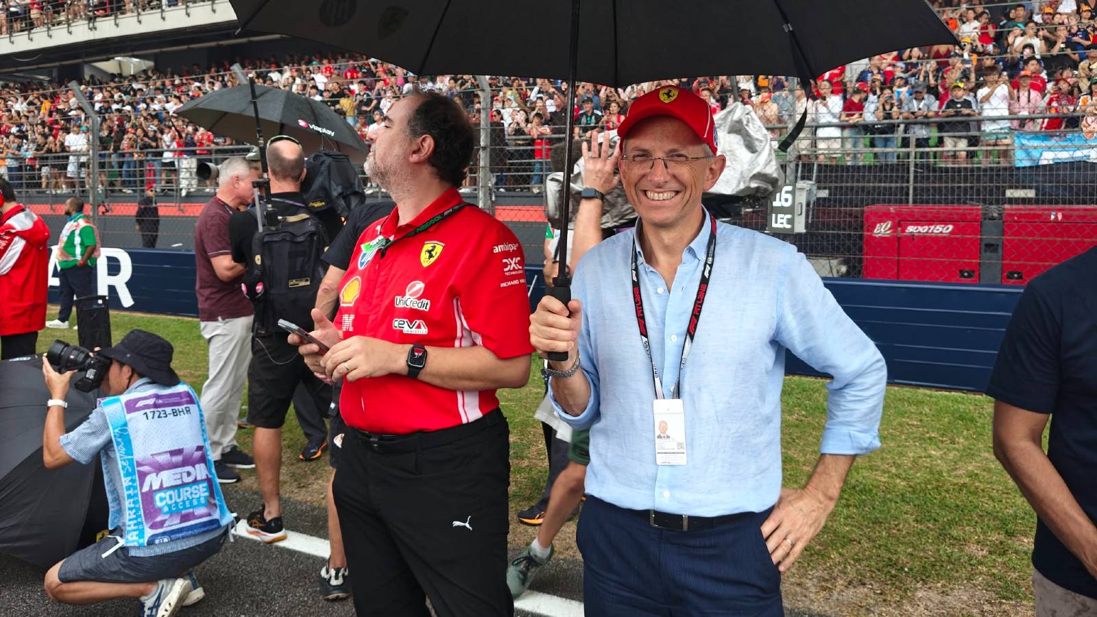 Ferrari's Benedetto Vigna on the grid at the 2026 Bahrain Grand Prix in Malaysia.