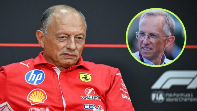 Ferrari's Fred Vasseur and Benedetto Vigna.