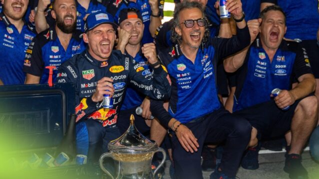 Verstappen and Mekies celebrate in Malaysia