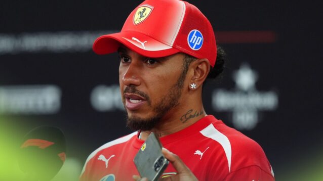 Ferrari driver Lewis Hamilton speaks to the media at the 2026 Singapore Grand Prix