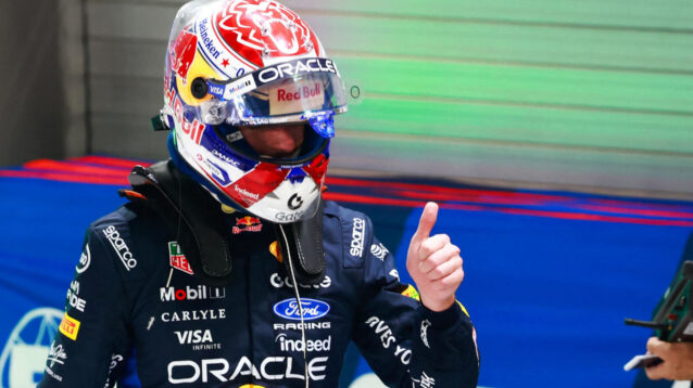 Max Verstappen thumb up in celebration