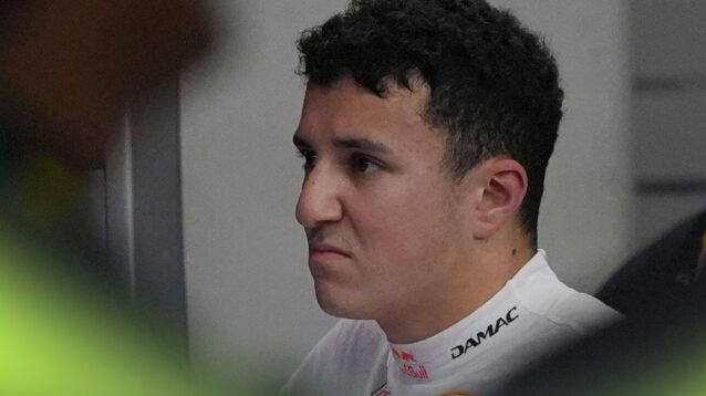 Isack Hadjar in the Red Bull garage.