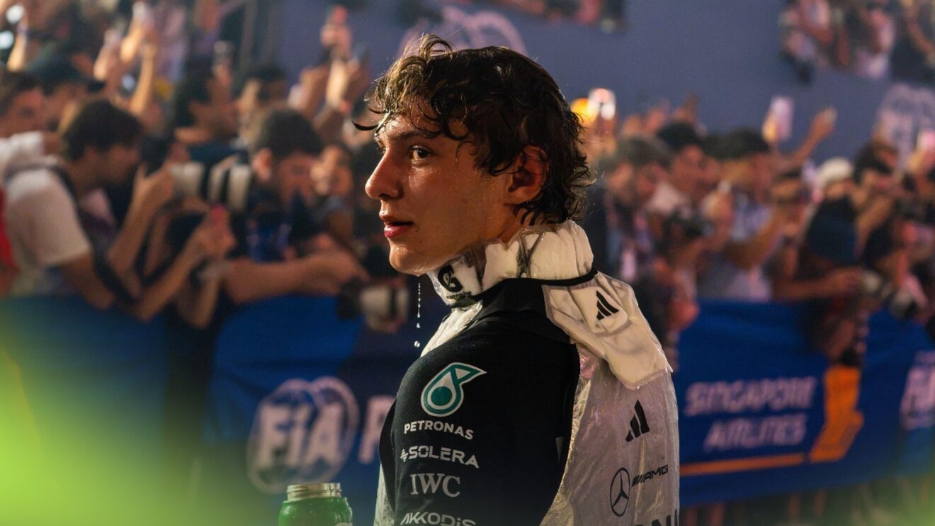 Kimi Antonelli in parc ferme following the Singapore Grand Prix.