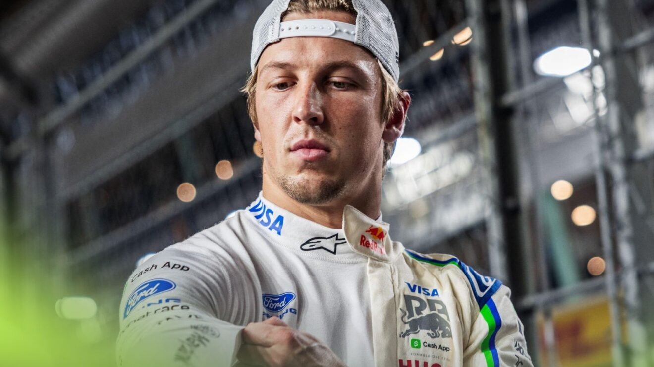 Racing Bulls driver Liam Lawson prepares on the grid at the 2026 Singapore Grand Prix