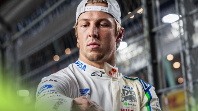 Racing Bulls driver Liam Lawson prepares on the grid at the 2026 Singapore Grand Prix