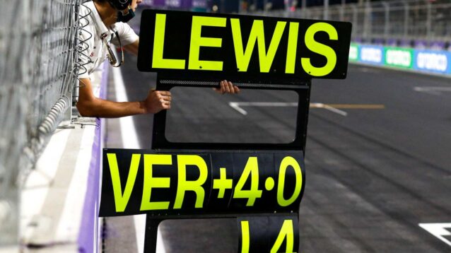 Lewis Hamilton pit board from the 2021 Saudi Arabian Grand Prix.