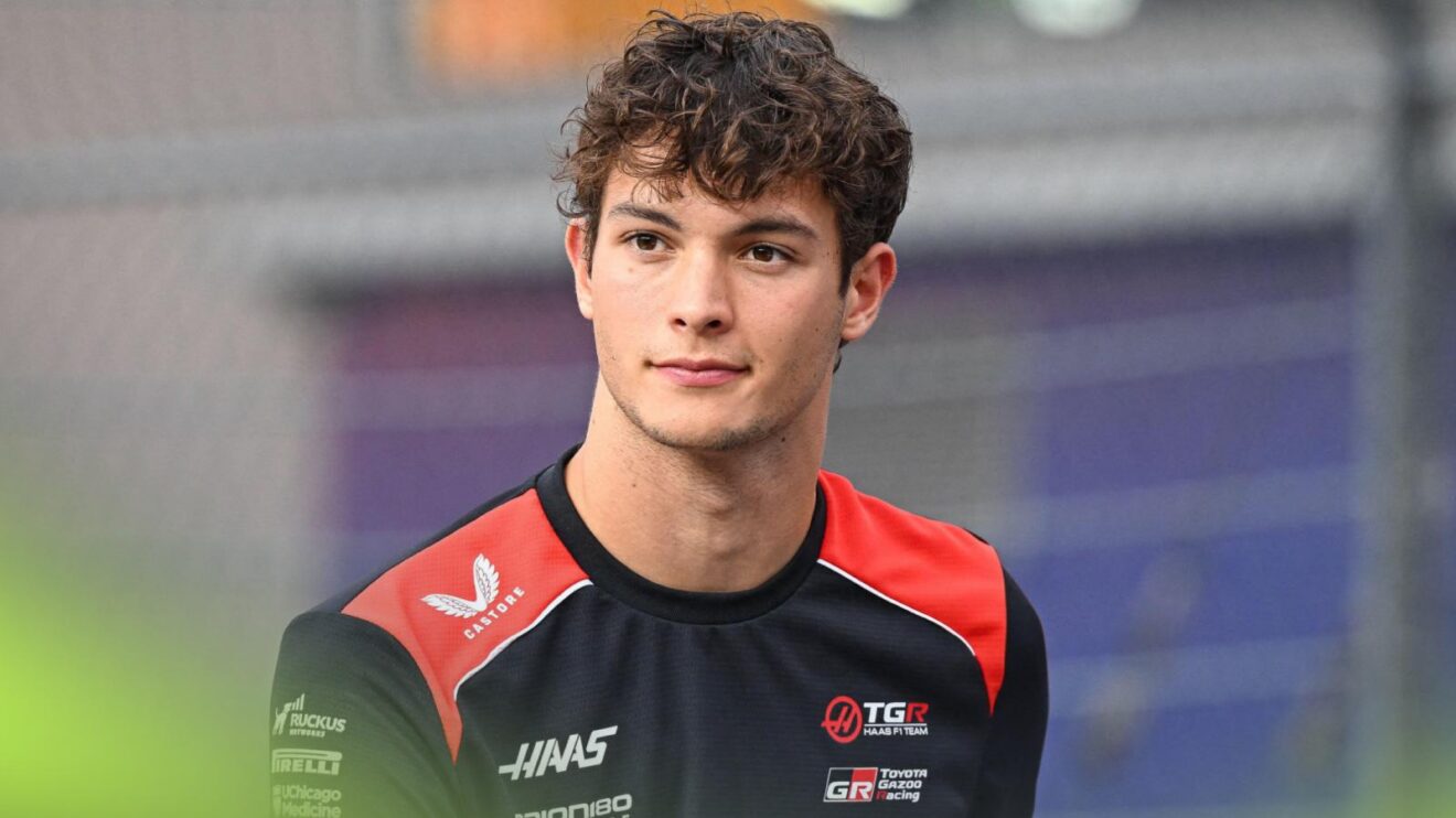 Haas driver Ollie Bearman is driven around Singapore ahead of the race.