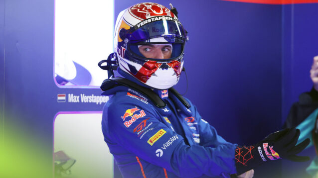 Max Verstappen prepares in the Team Verstappen garage for the GT World Challenge Europe at Portimao.