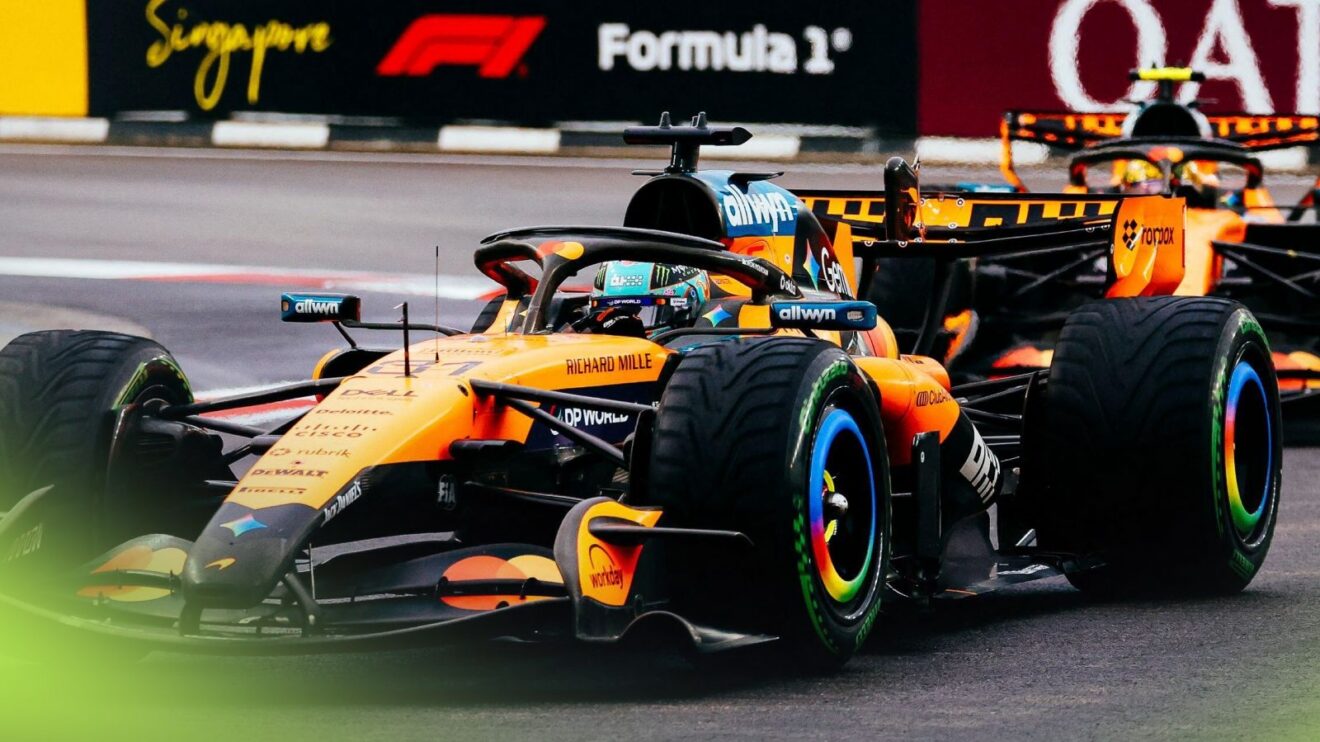 Oscar Piastri ahead of McLaren teammate Lando Norris at the 2026 Singapore Grand Prix