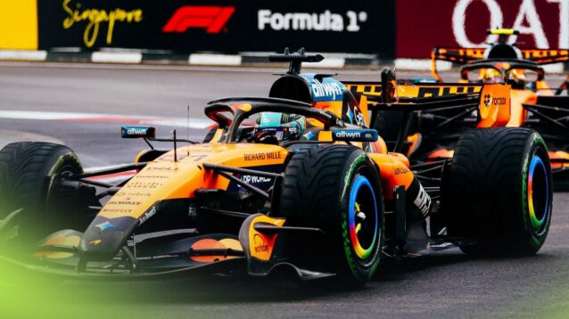 Oscar Piastri ahead of McLaren teammate Lando Norris at the 2026 Singapore Grand Prix