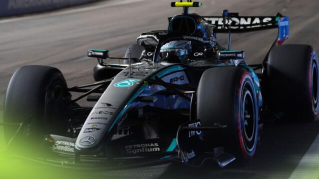 Kimi Antonelli at the wheel of the Mercedes W17 at the 2026 Singapore Grand Prix