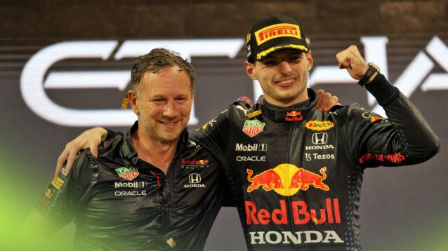 Horner and Verstappen celebrate in Abu Dhabi