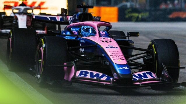 Alpine's Pierre Gasly on track at the 2026 Singapore Grand Prix.