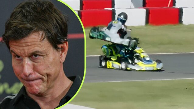 Toto Wolff's son, Jack, walked away from a terrifying crash in a karting race in Italy on Friday.
