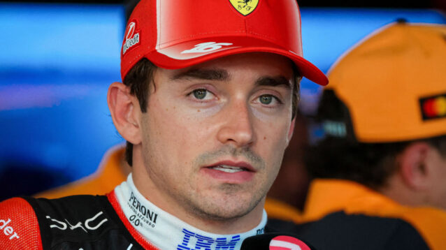 Charles Leclerc looking glum in the media pen after qualifying