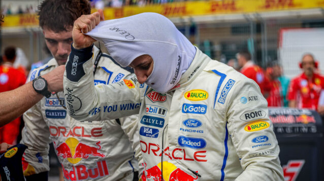 Isack Hadjar pulls off his fireproofs on the grid