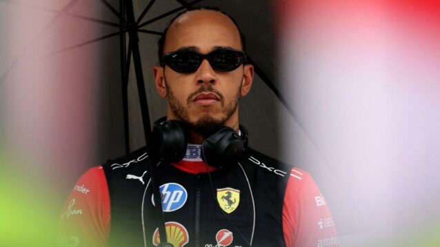 Ferrari driver Lewis Hamilton on the grid in Austin.
