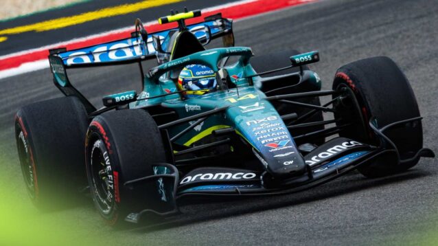 Fernando Alonso drives his Aston Martin Honda at COTA.