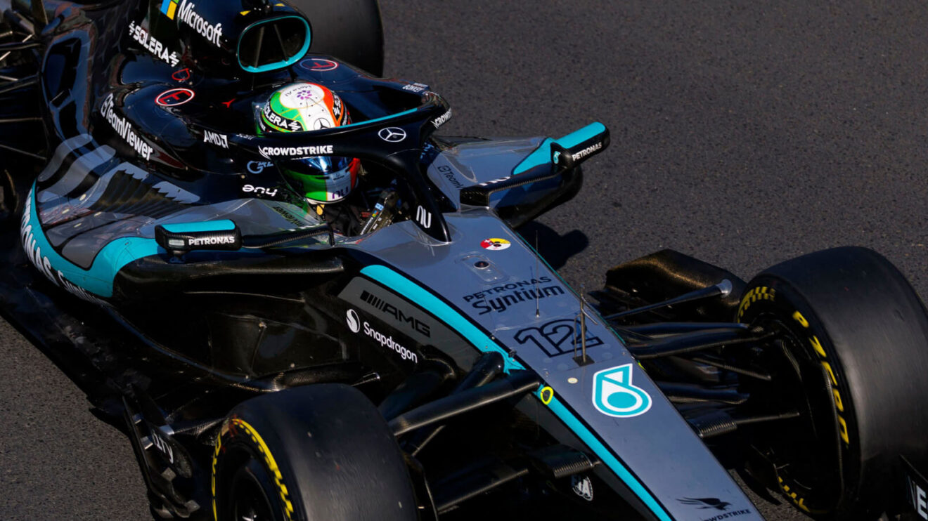Kimi Antonelli with the number '12' visible on his Mercedes W17